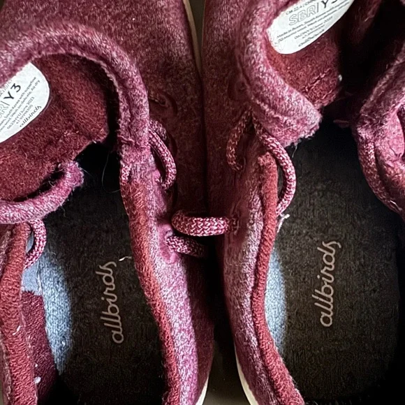 Allbirds Kids’ Smallbirds Wool Maroon Sneakers sz 3 - Picture 8 of 9